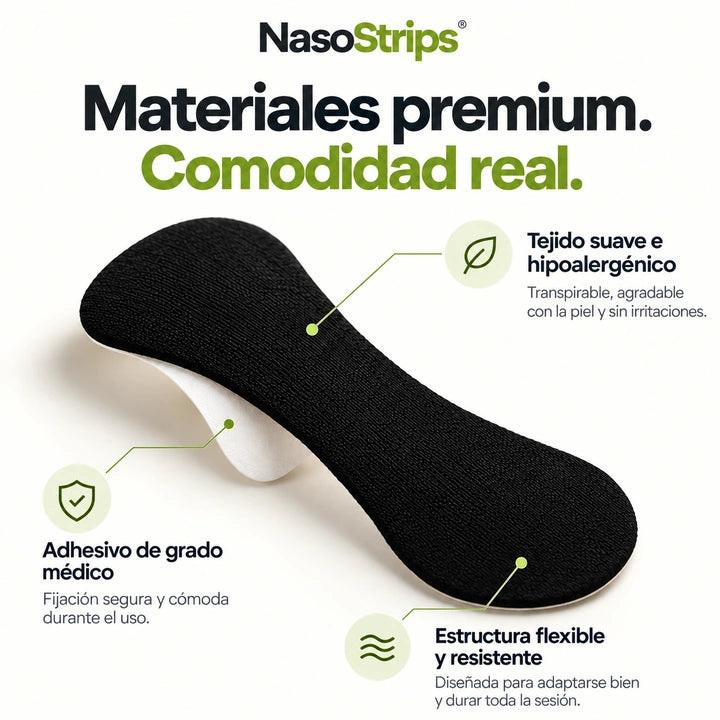 NasoStrips SPORT: imagen de las capas y los materiales de la tira nasal